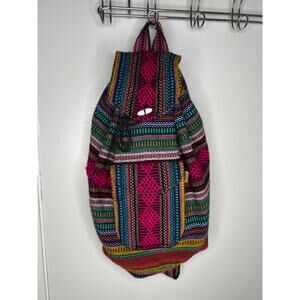 Pinzon Colorful Boho Hobo Backpack Canvas Drawstring Rucksack